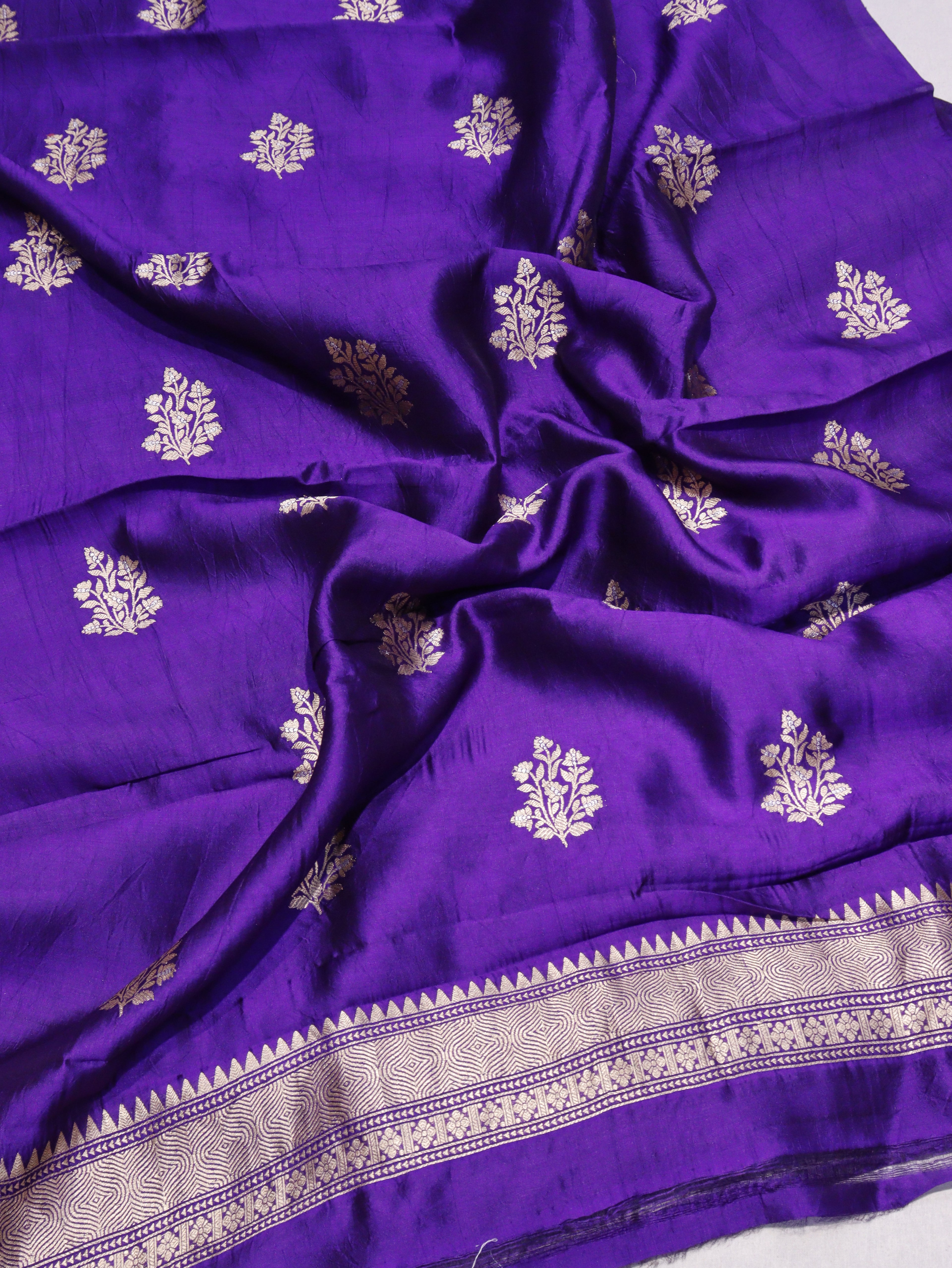 Banarasi Pure Soft Katan Silk Suit with Kora Silk Dupatta - Purple