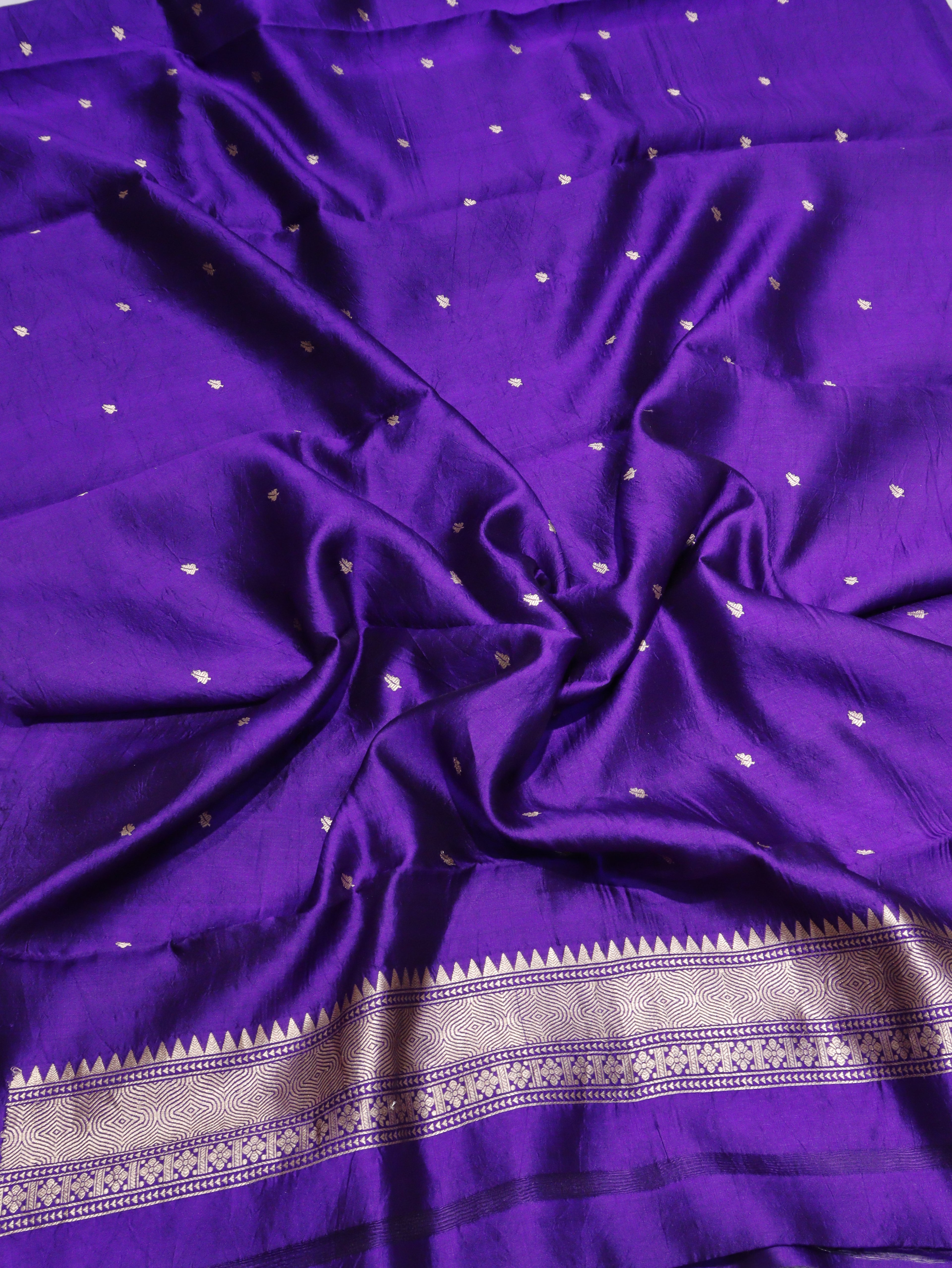 Banarasi Pure Soft Katan Silk Suit with Kora Silk Dupatta - Purple