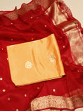 Banarasi Pure Soft Katan Silk Suit with Kora Silk Dupatta - Peach