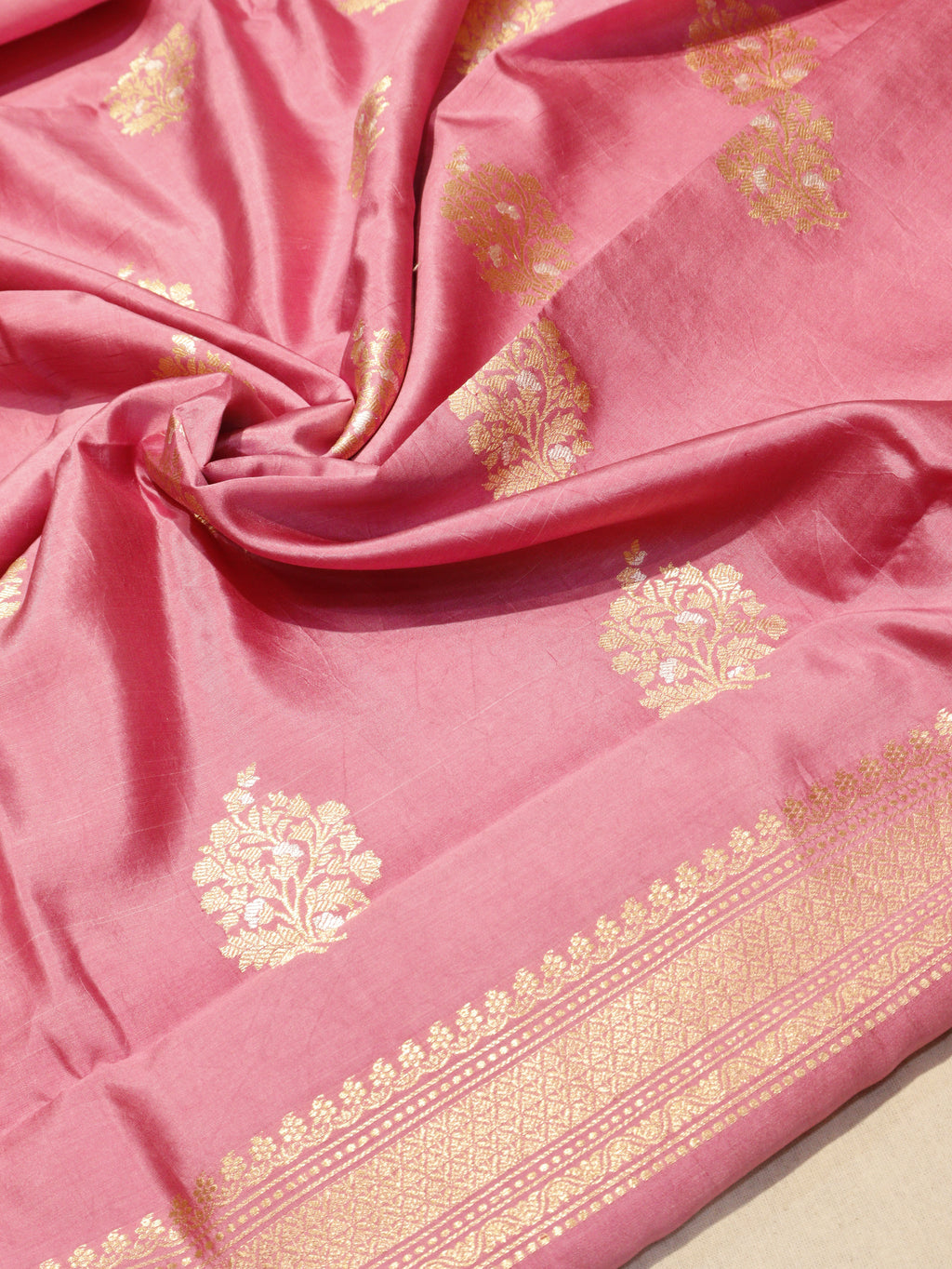 Banarasi Pure Soft Katan Silk Suit with Kora Silk Dupatta - Onion Pink