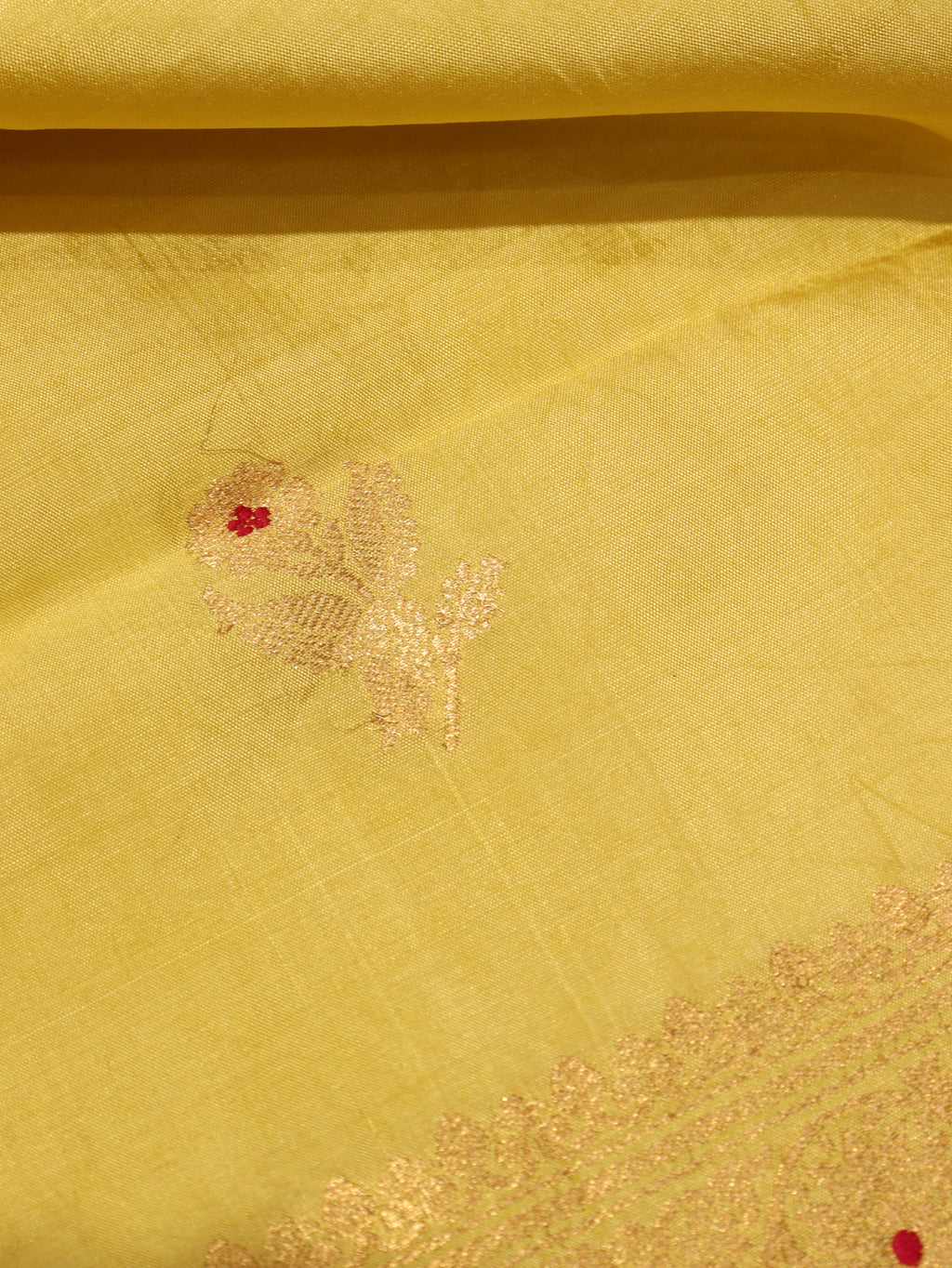 Banarasi Pure Soft Katan Silk Suit with Kora Silk Dupatta - Lemon Yellow
