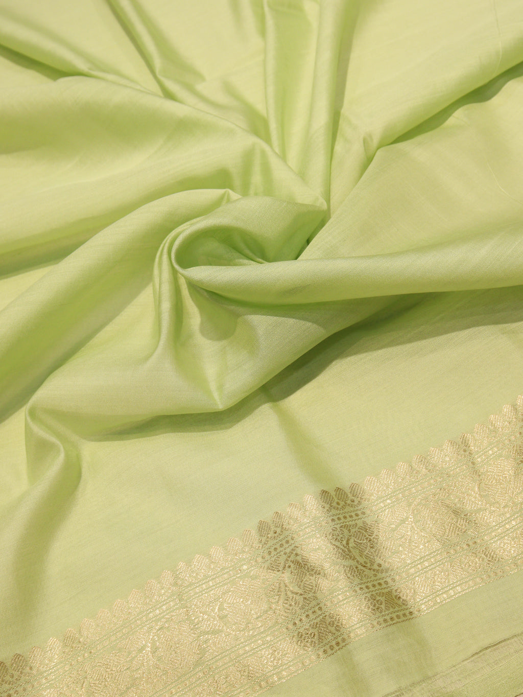 Banarasi Pure Soft Katan Silk Suit with Kora Silk Dupatta - Pista Green