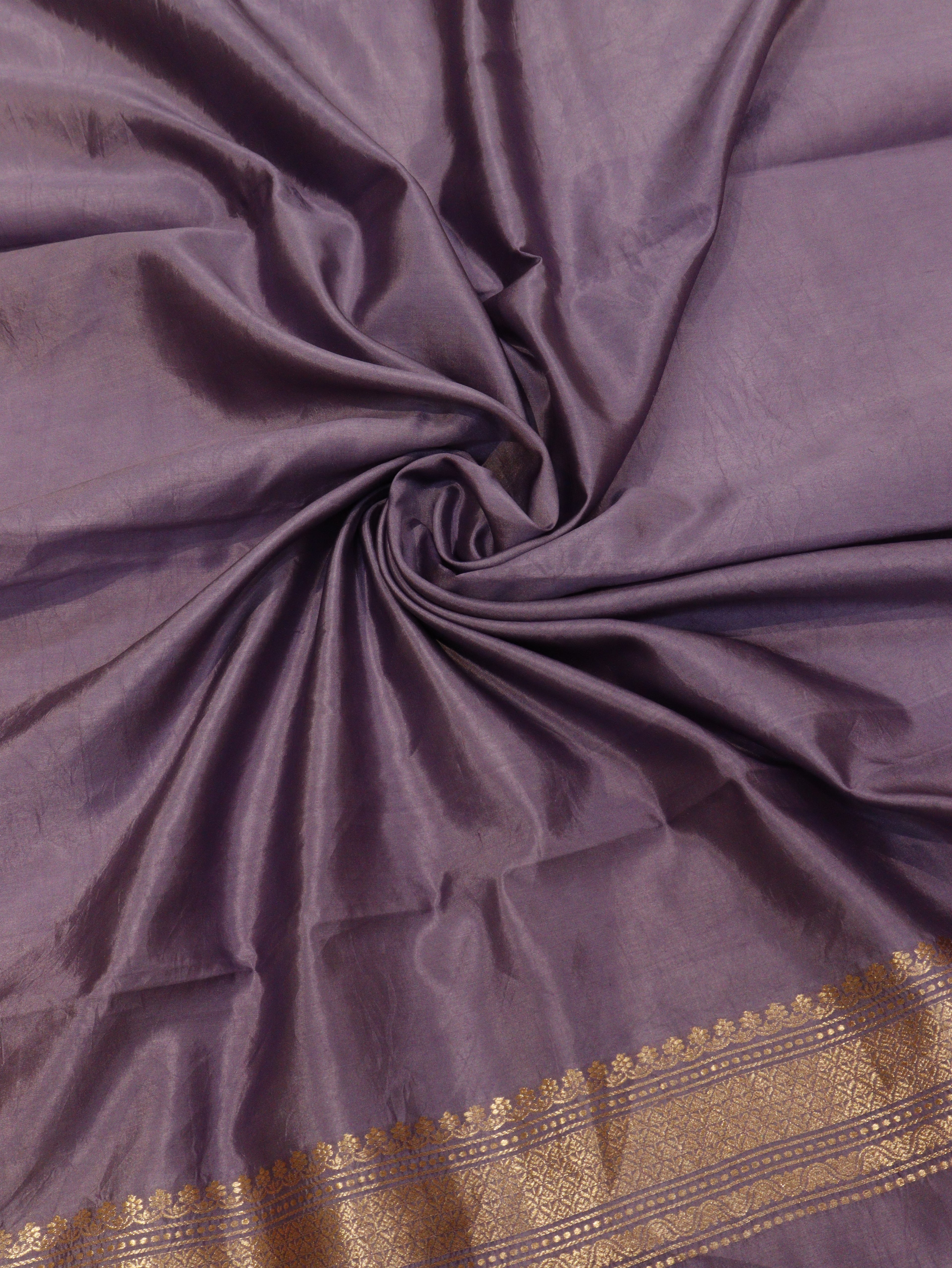 Banarasi Pure Soft Katan Silk Suit with Kora Silk Dupatta - Silver Purple