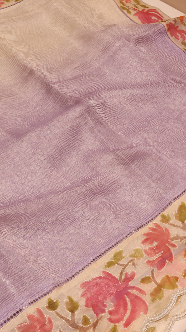 Handloom Pure Crushed Tissue Saree