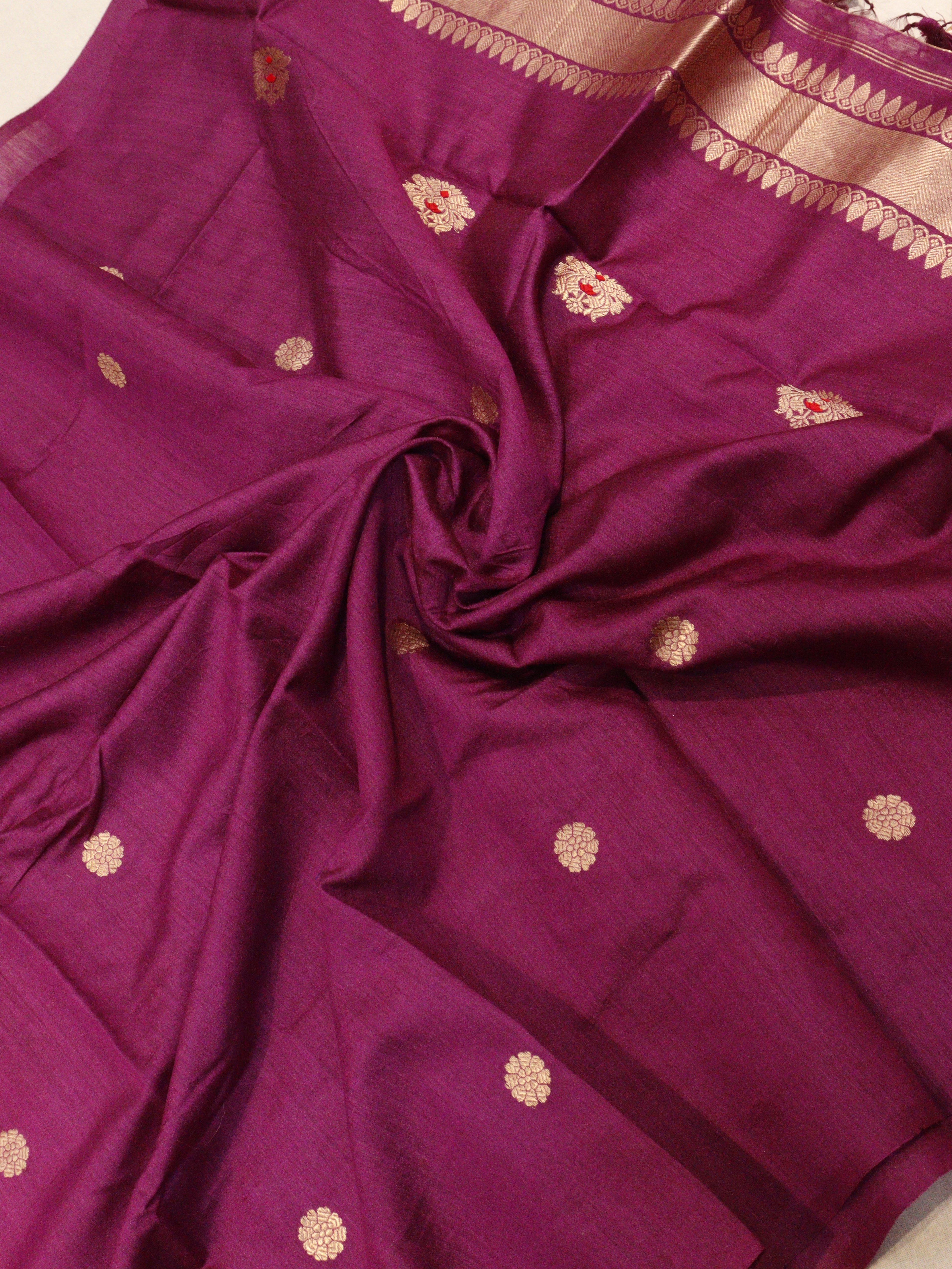 Magenta Moonga Silk Banarasi Suit with Kadwa Handloom Moonga Silk suit set - Magenta