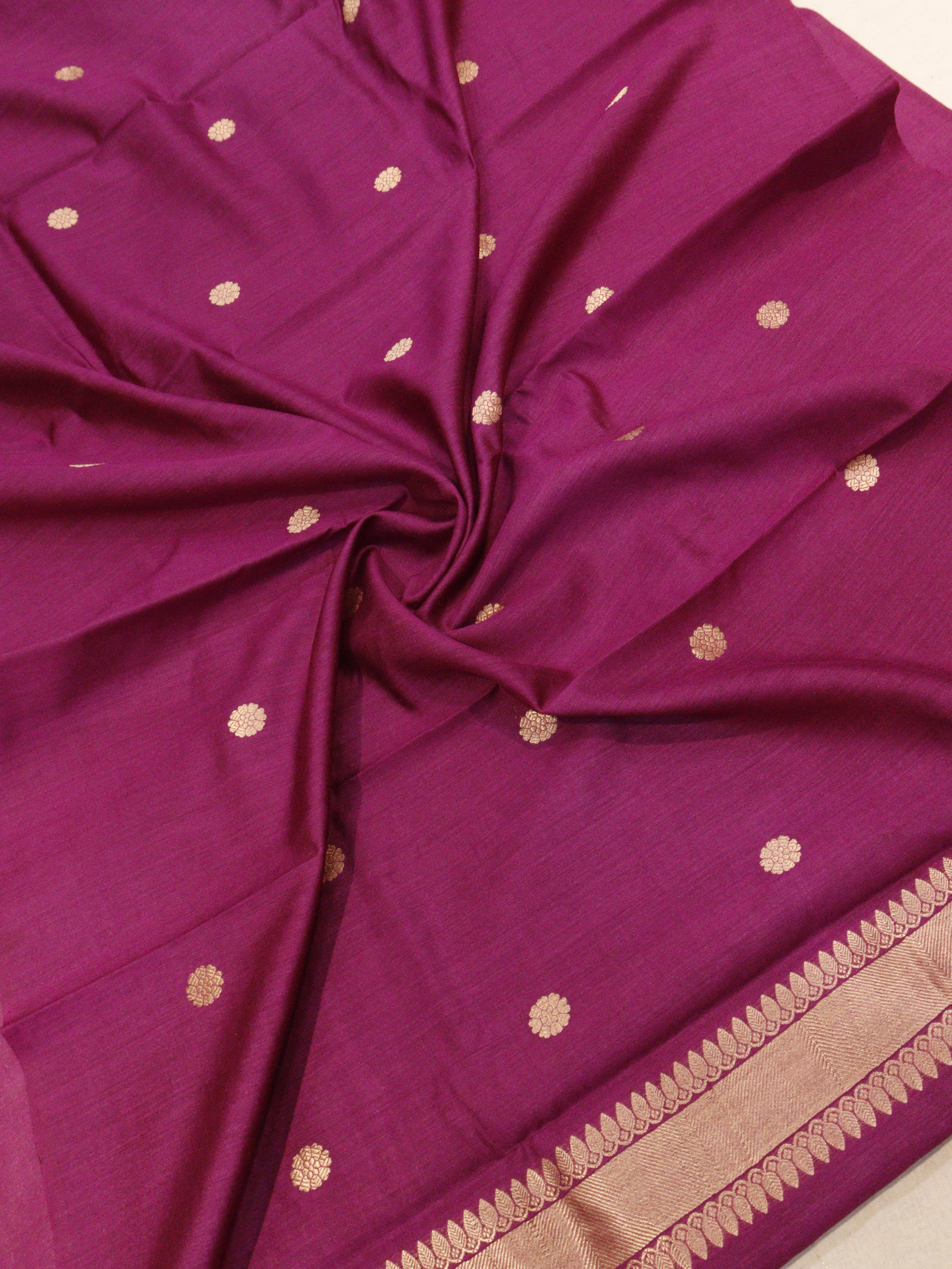 Magenta Moonga Silk Banarasi Suit with Kadwa Handloom Moonga Silk suit set - Magenta
