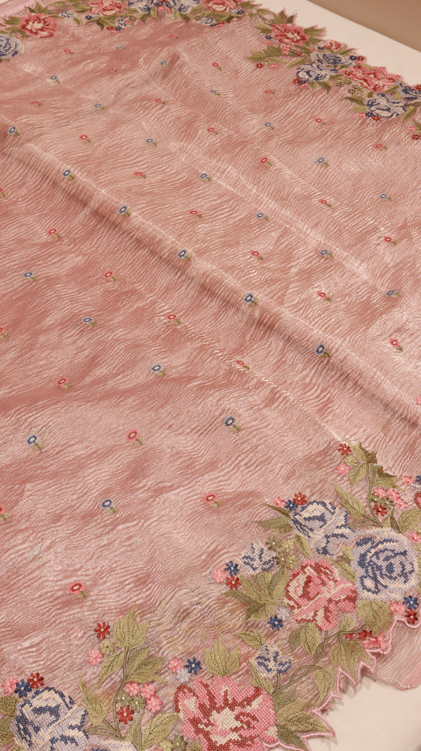 Handloom Pure Crushed Tissue Saree