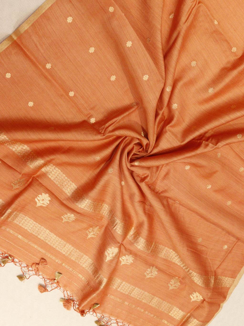 Handloom Moonga Silk suit set -Peach