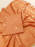 Handloom Moonga Silk suit set -Peach