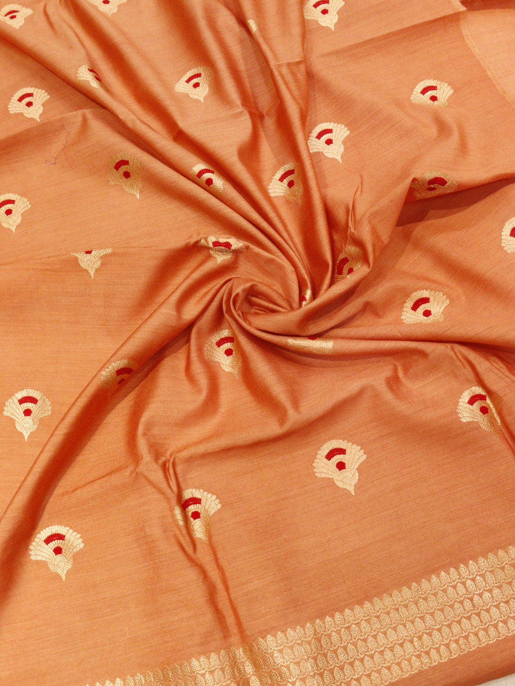 Handloom Moonga Silk suit set -Peach