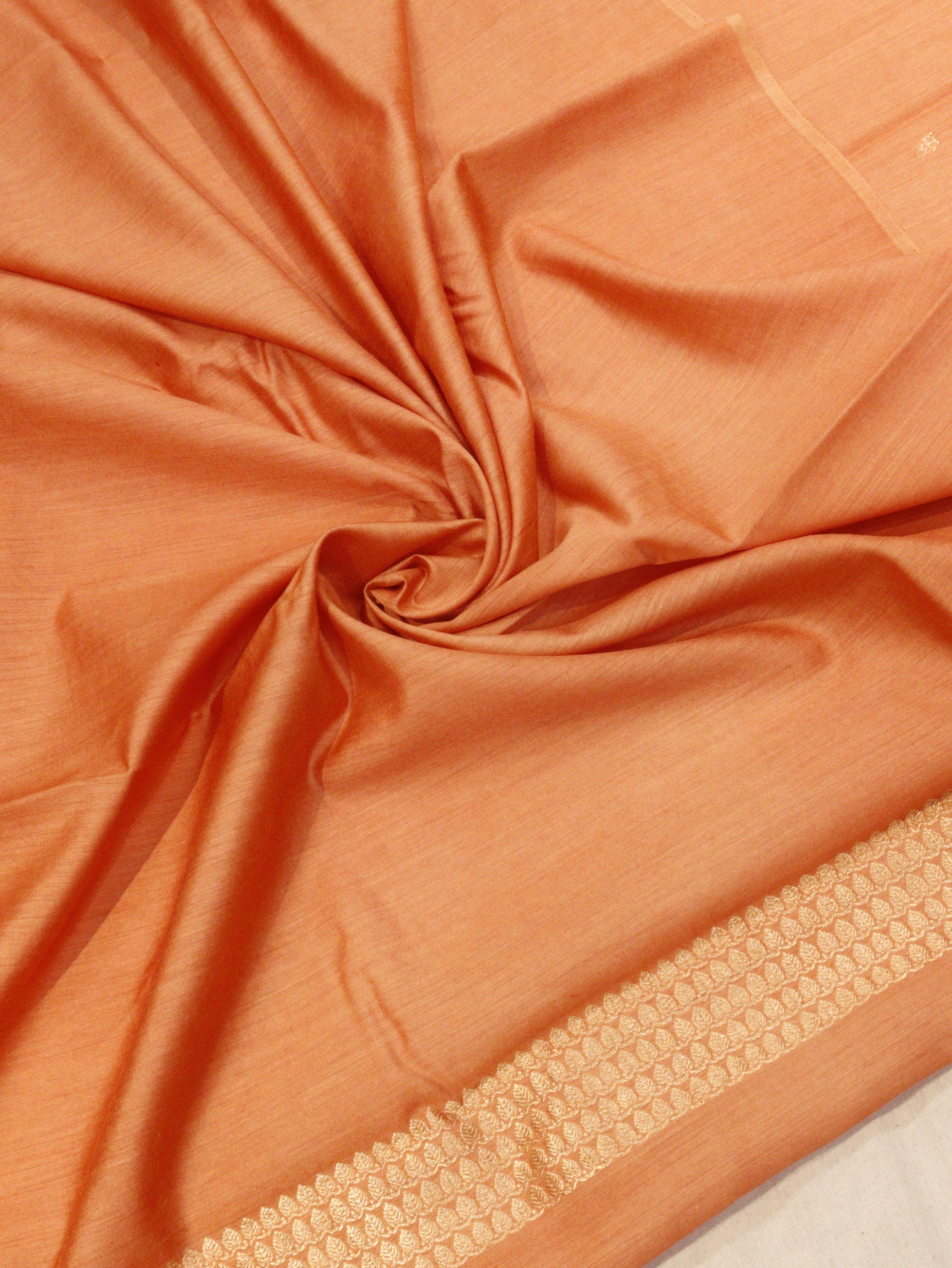 Handloom Moonga Silk suit set -Peach