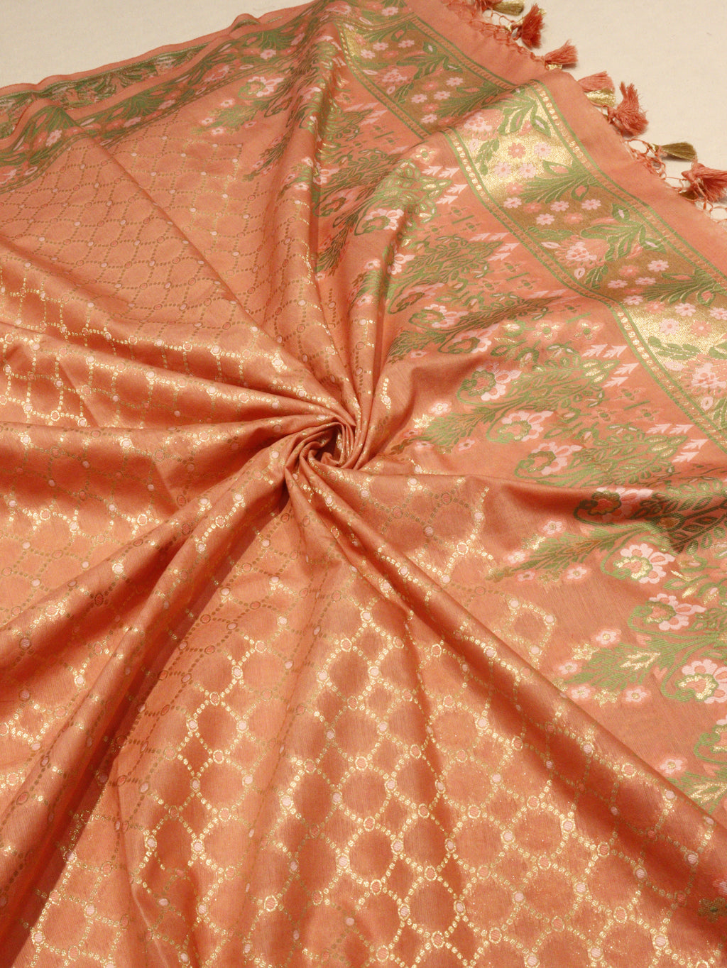 Pure Cotton Silk Suit - Peach