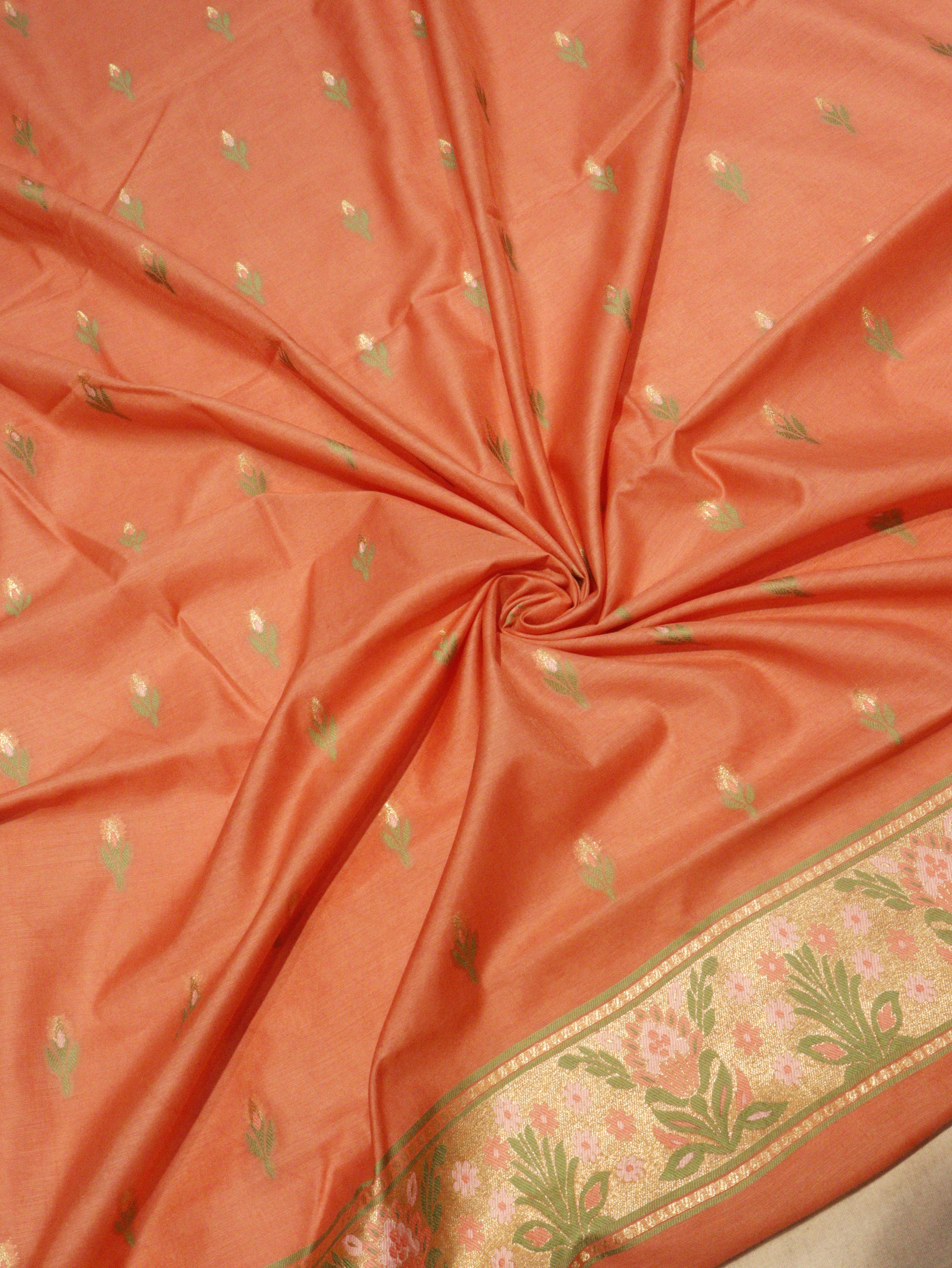 Pure Cotton Silk Suit - Peach