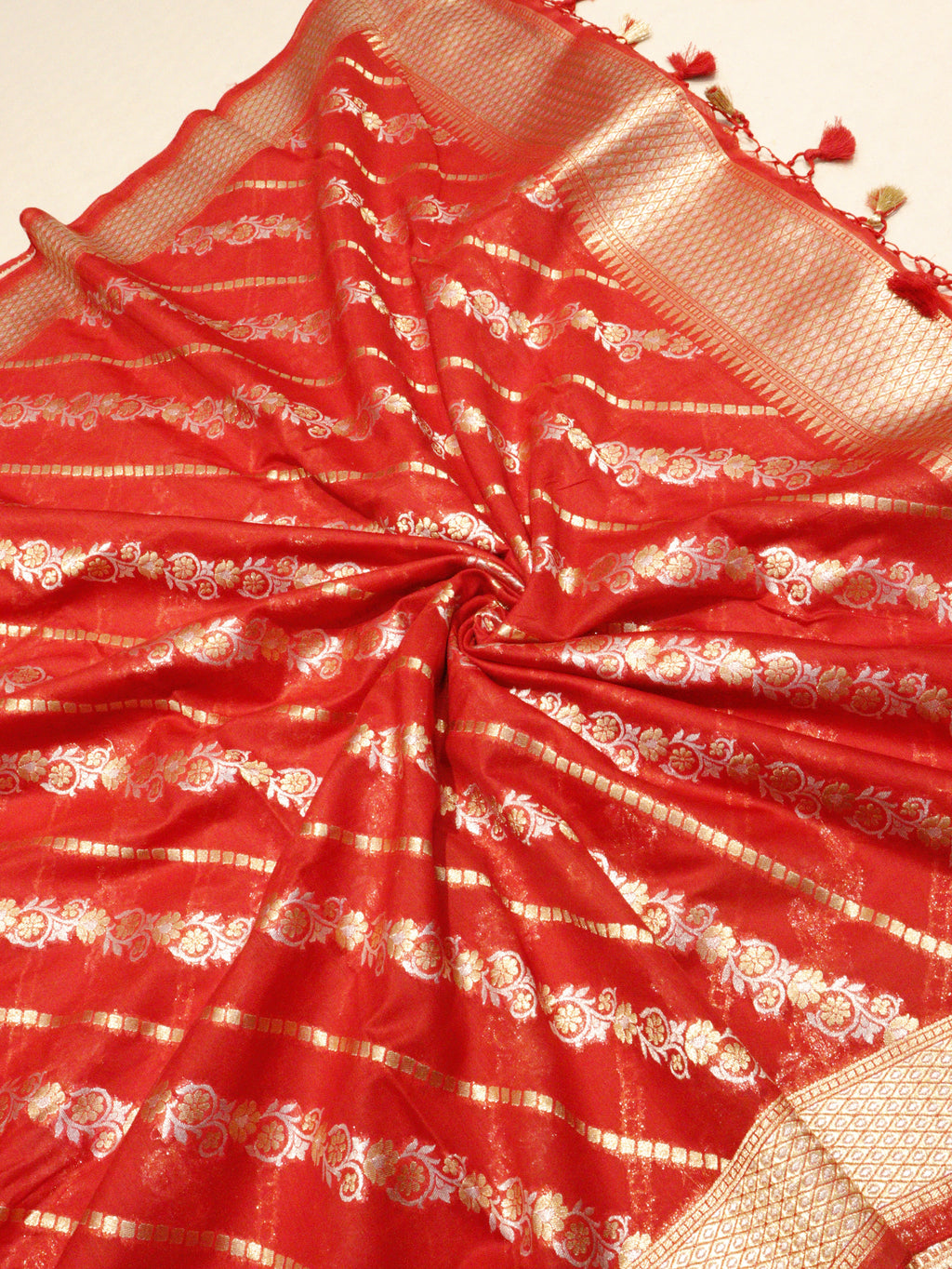 Pure Cotton Silk Suit - Red