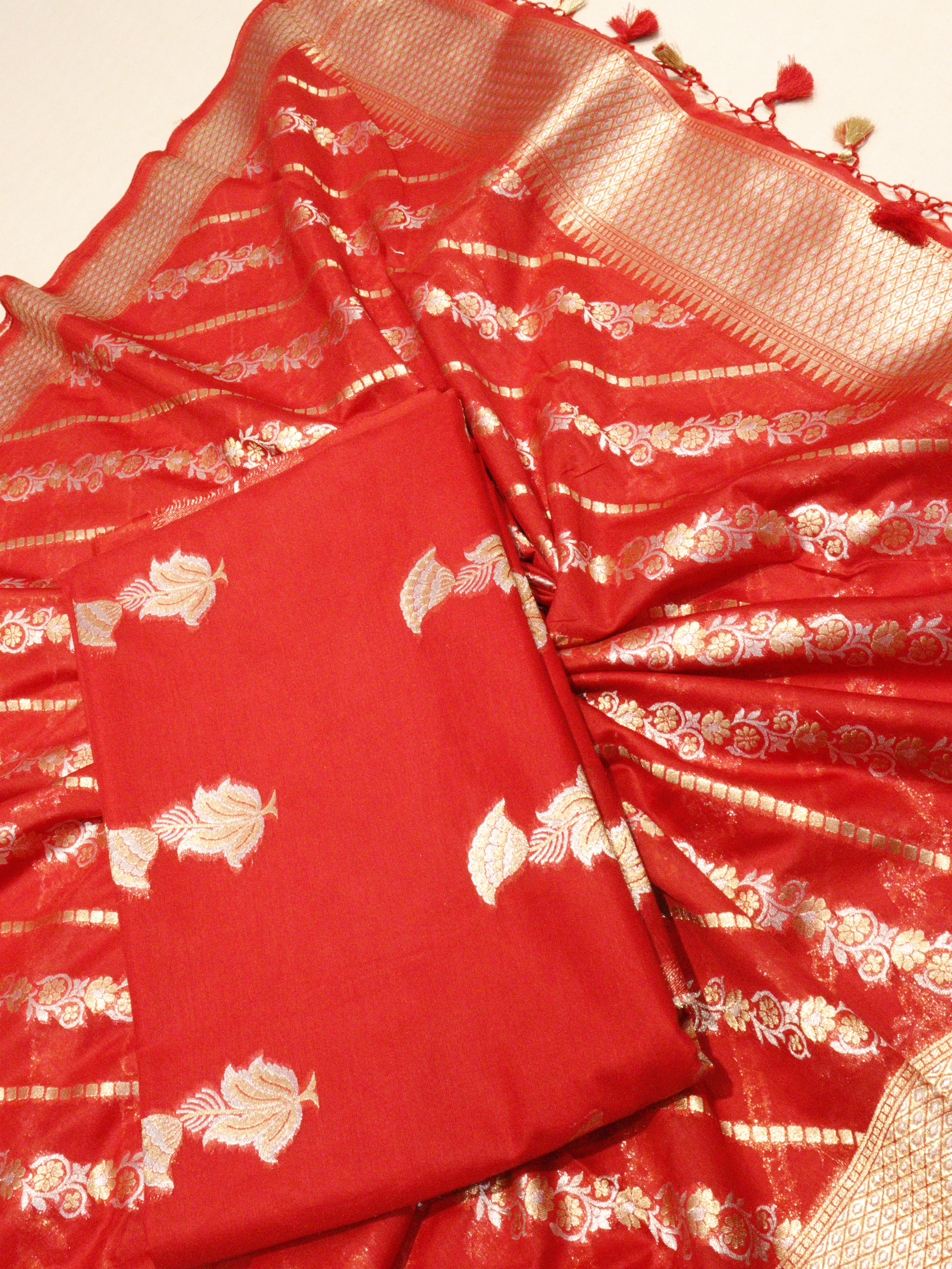 Pure Cotton Silk Suit - Red