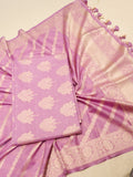 Pure Cotton Silk Suit - Onion Purple
