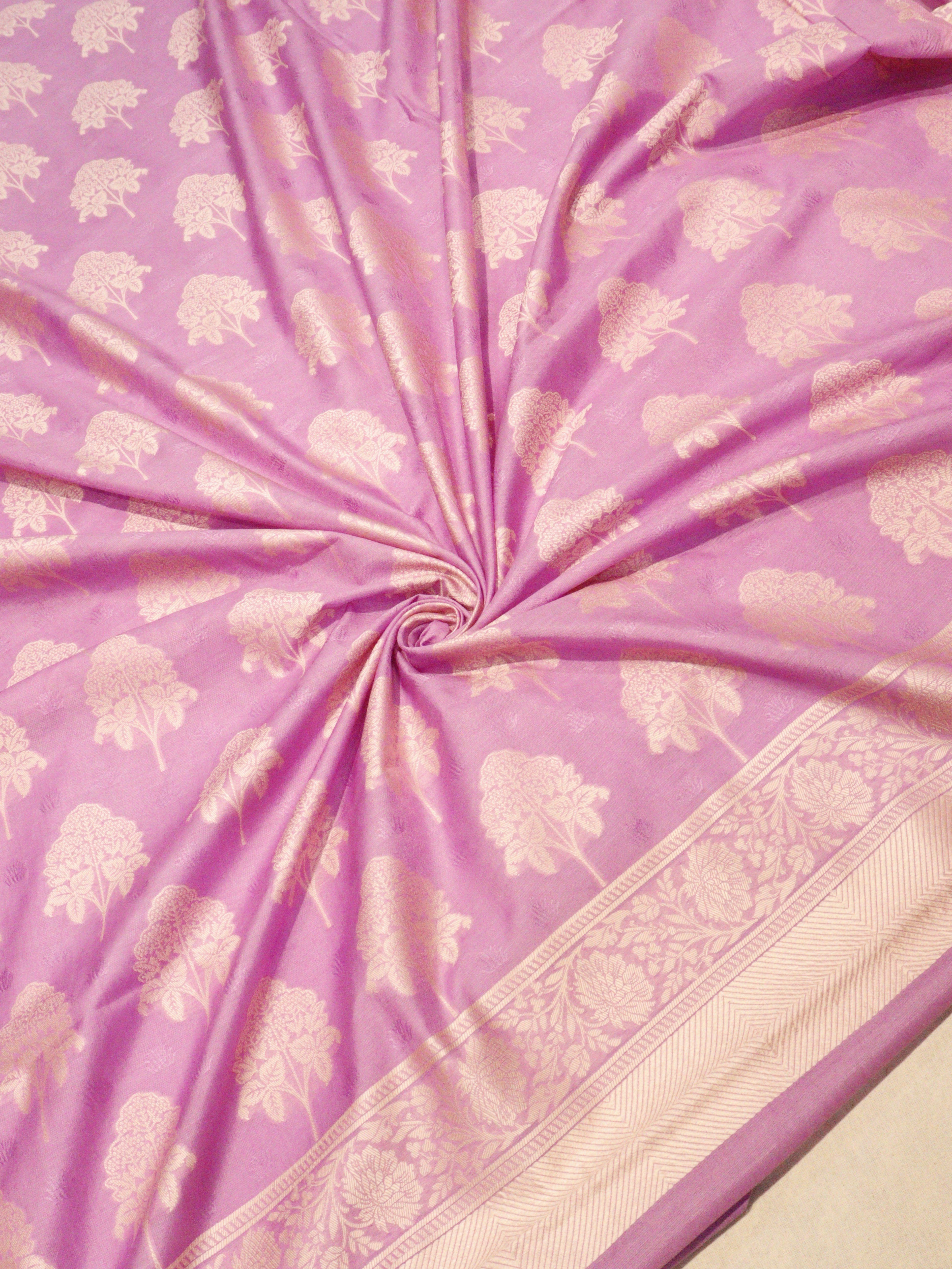 Pure Cotton Silk Suit - Onion Purple