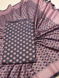 Pure Cotton Silk Suit - Navy Blue