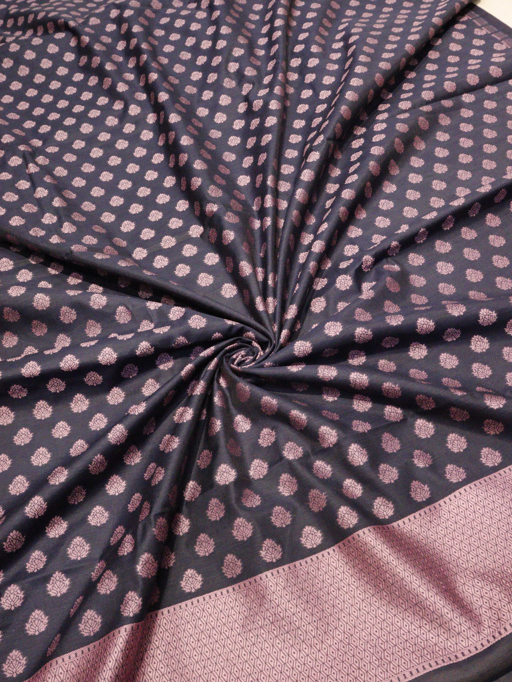 Pure Cotton Silk Suit - Navy Blue