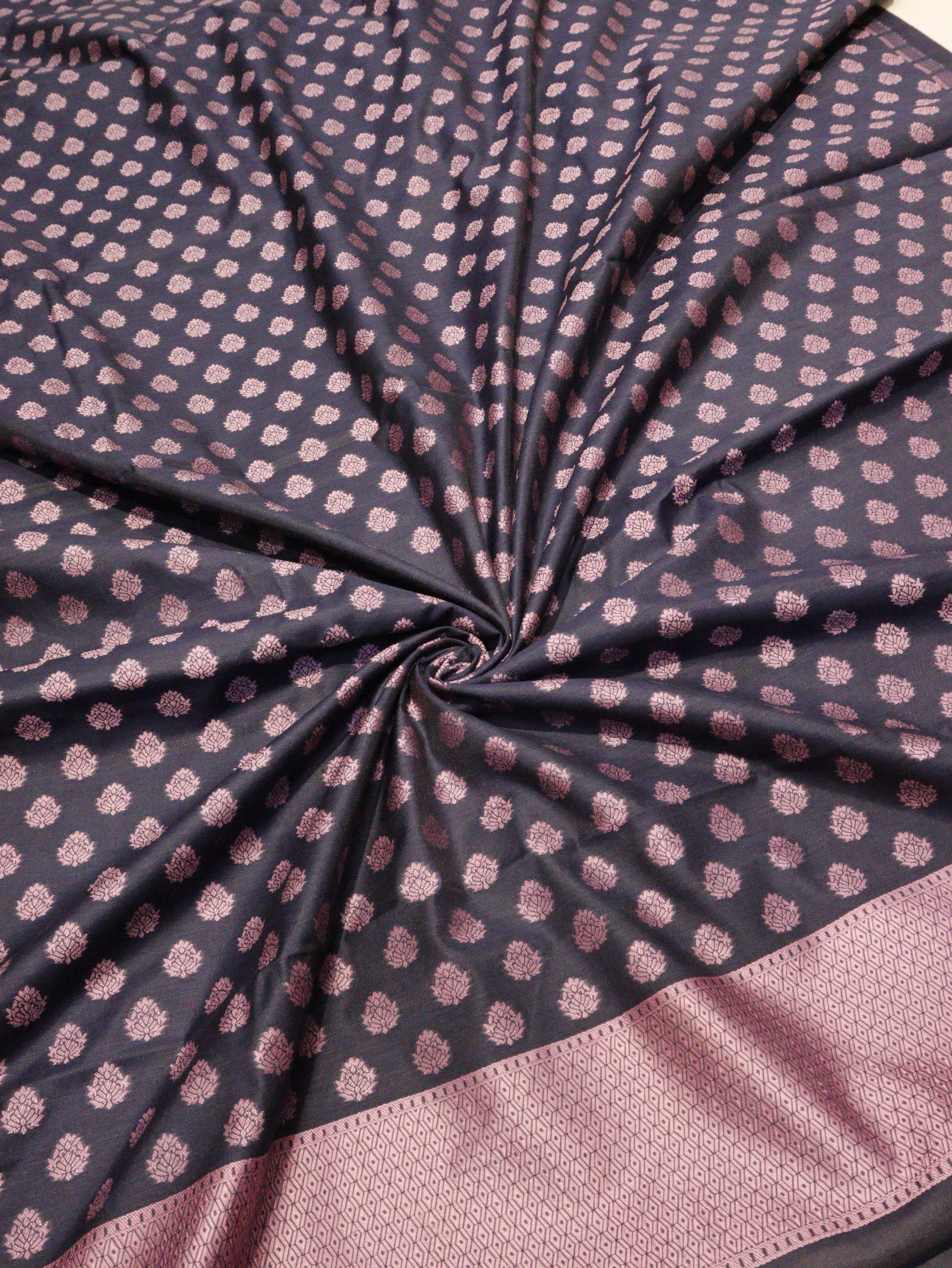 Pure Cotton Silk Suit - Navy Blue
