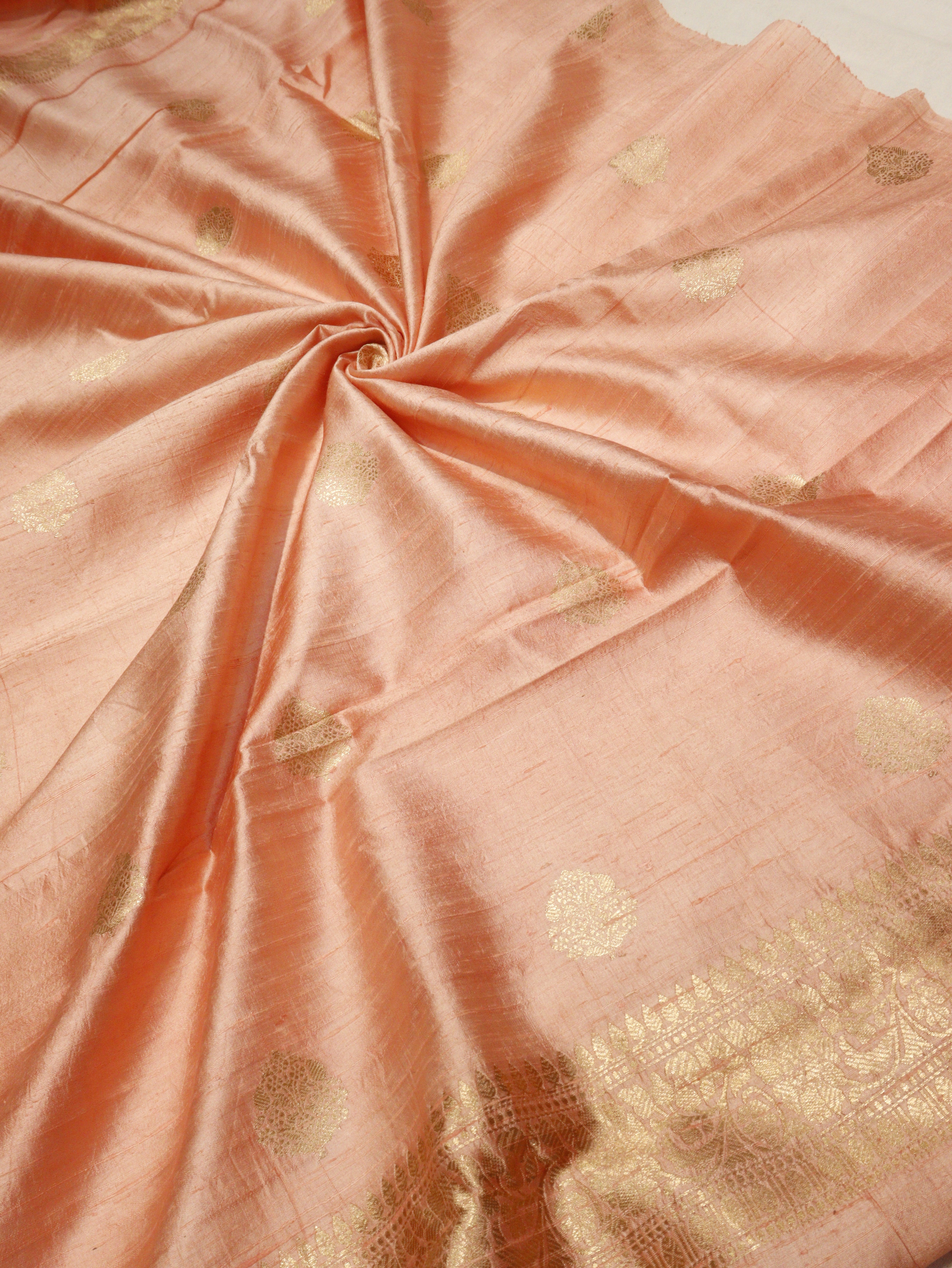 Banarasi Pure Tussar Suit with Kora Silk Dupatta - Peach