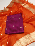 Banarasi Pure Tussar Suit with Kora Silk Dupatta - Magenta