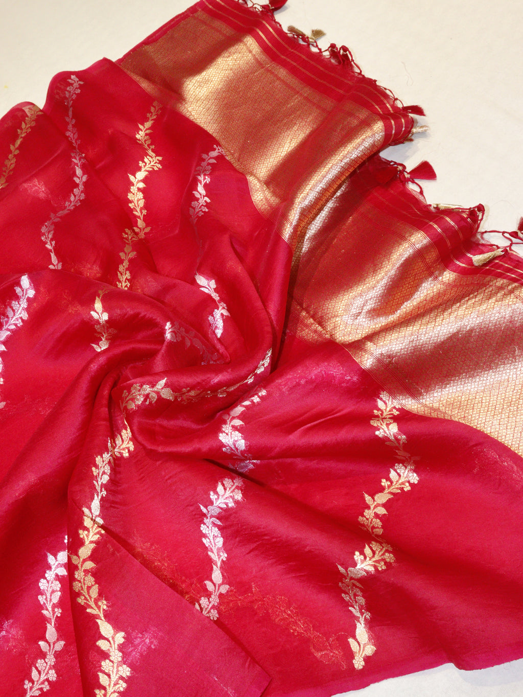 Banarasi Pure Tussar Suit with Kora Silk Dupatta - Bright Purple