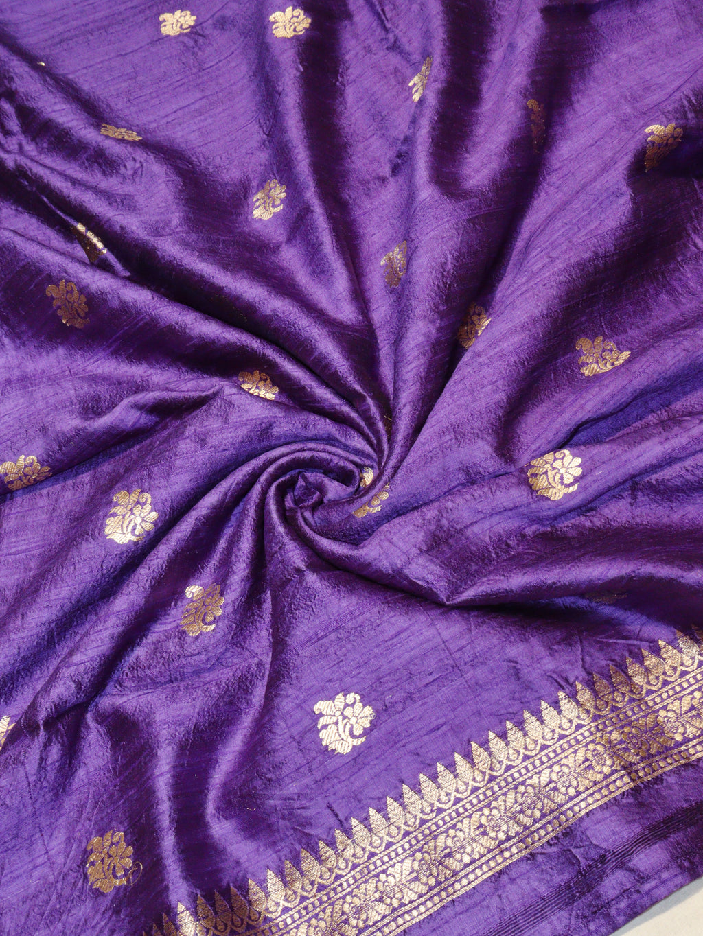 Banarasi Pure Tussar Suit with Kora Silk Dupatta - Bright Purple
