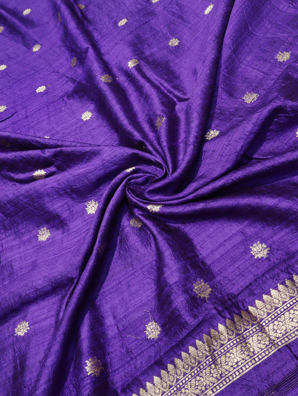 Banarasi Pure Tussar Suit with Kora Silk Dupatta - Bright Purple