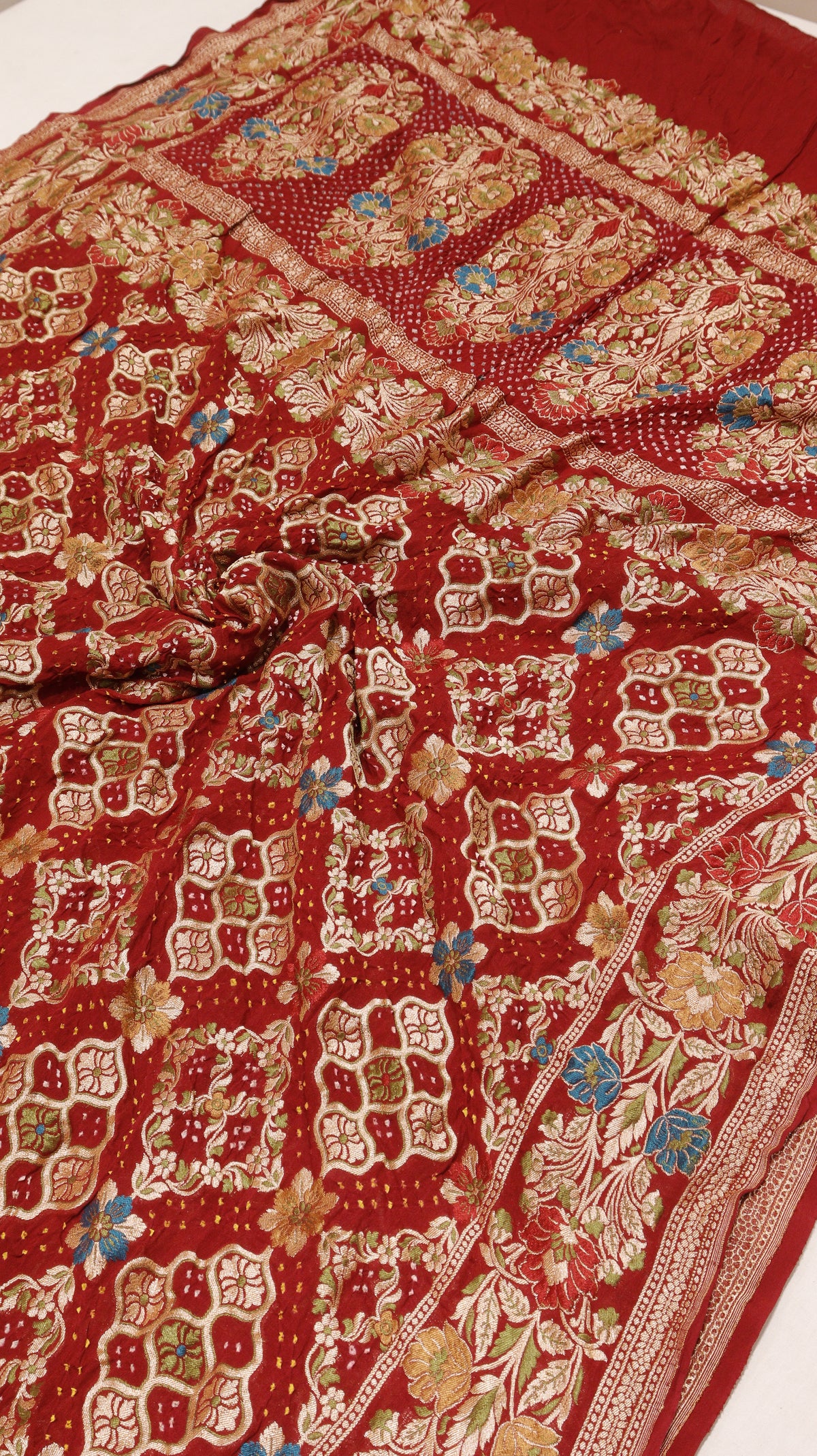 Handwoven Bandhej Khaddi Georgette Saree