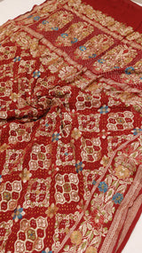 Handwoven Bandhej Khaddi Georgette Saree