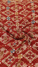 Handwoven Bandhej Khaddi Georgette Saree