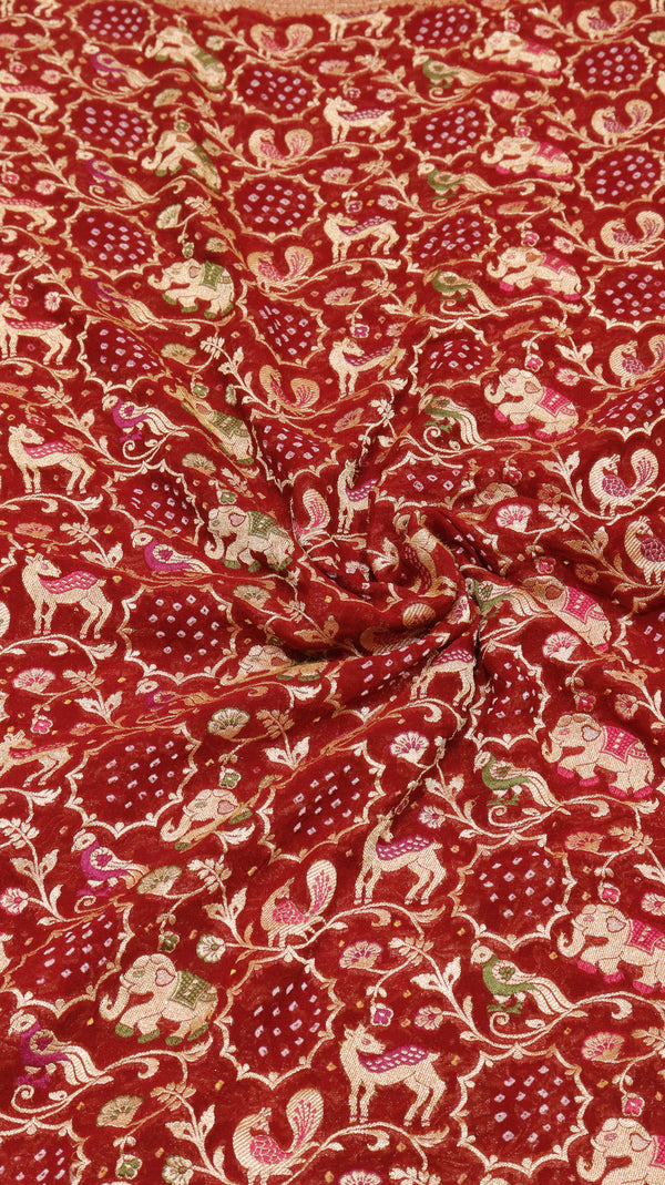 Handwoven Bandhej Khaddi Georgette Saree