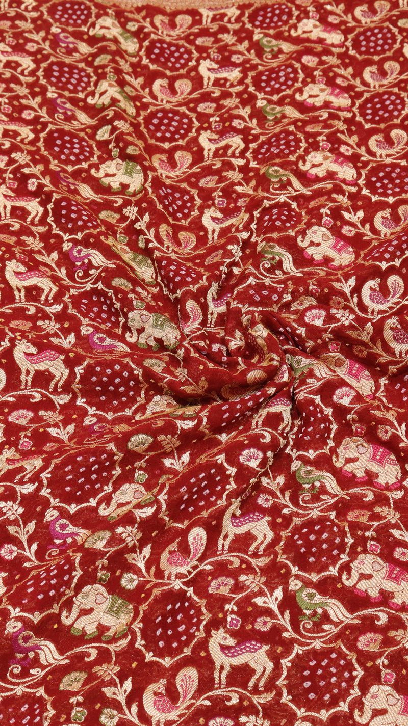 Handwoven Bandhej Khaddi Georgette Saree