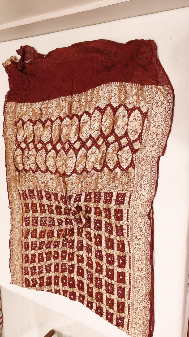 Handwoven Bandhej Khaddi Georgette Saree