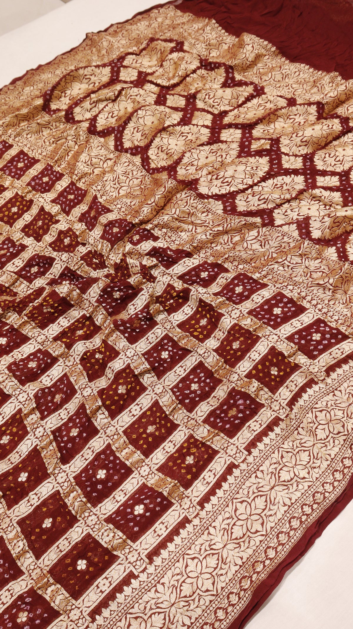 Handwoven Bandhej Khaddi Georgette Saree