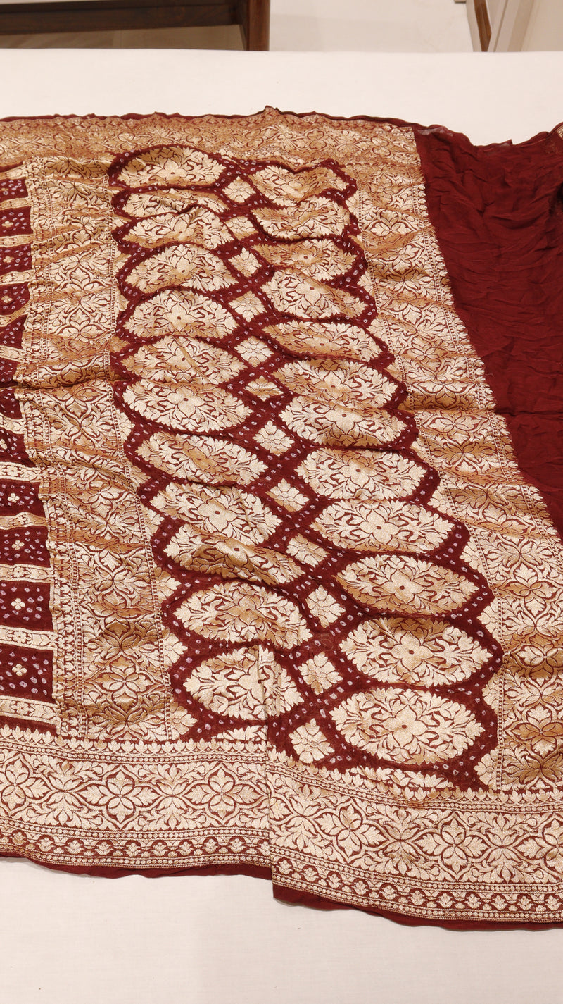 Handwoven Bandhej Khaddi Georgette Saree