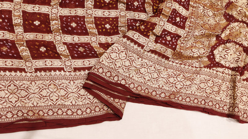 Handwoven Bandhej Khaddi Georgette Saree
