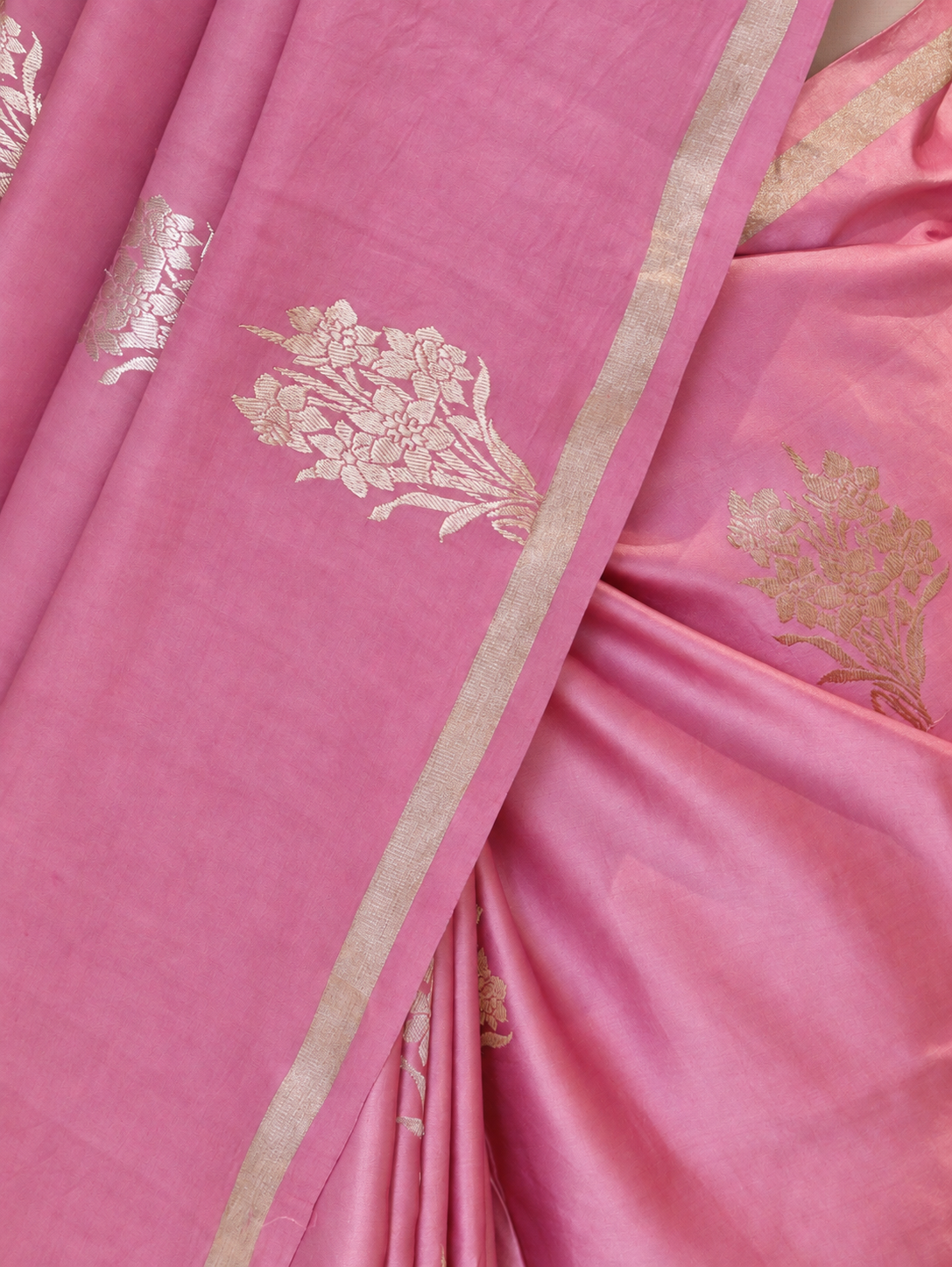 Banarasi Pure Mashru Silk Handloom Saree - Pink