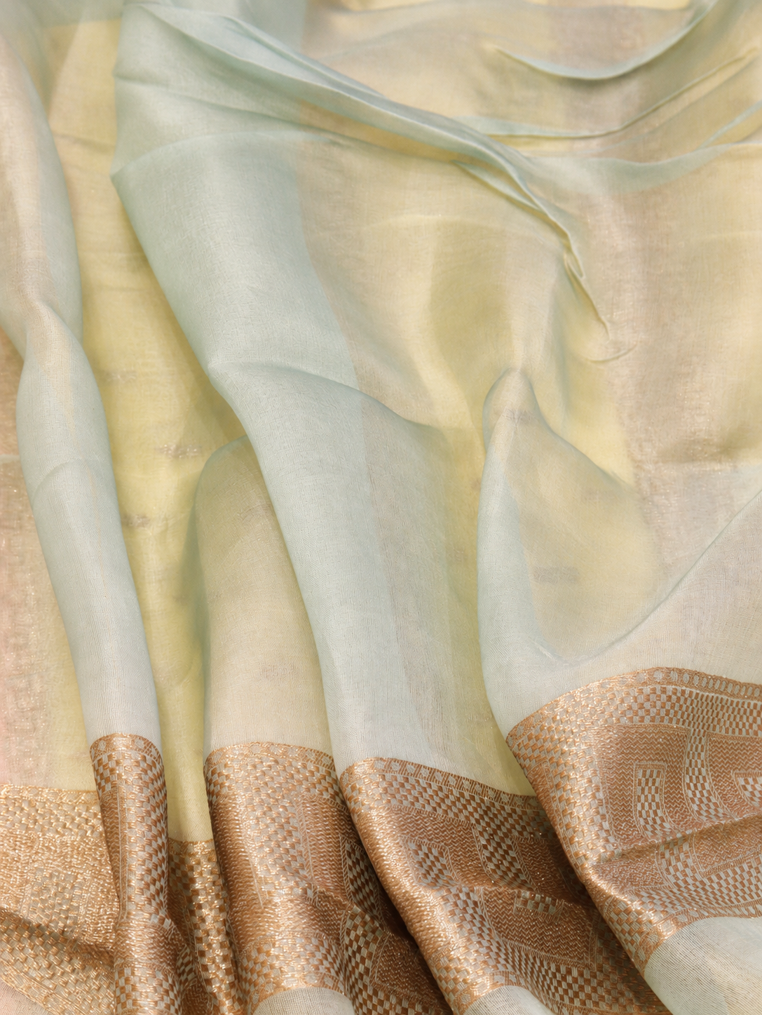 Solid Pale Yellow Colour Kora Silk Saree With Small Butis
