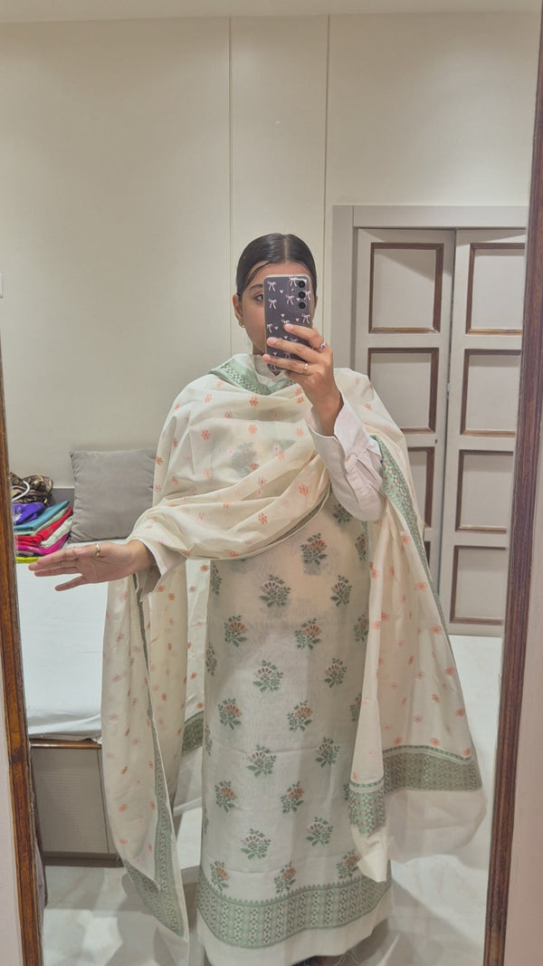 Pure Cotton Suit in Resham Weaving