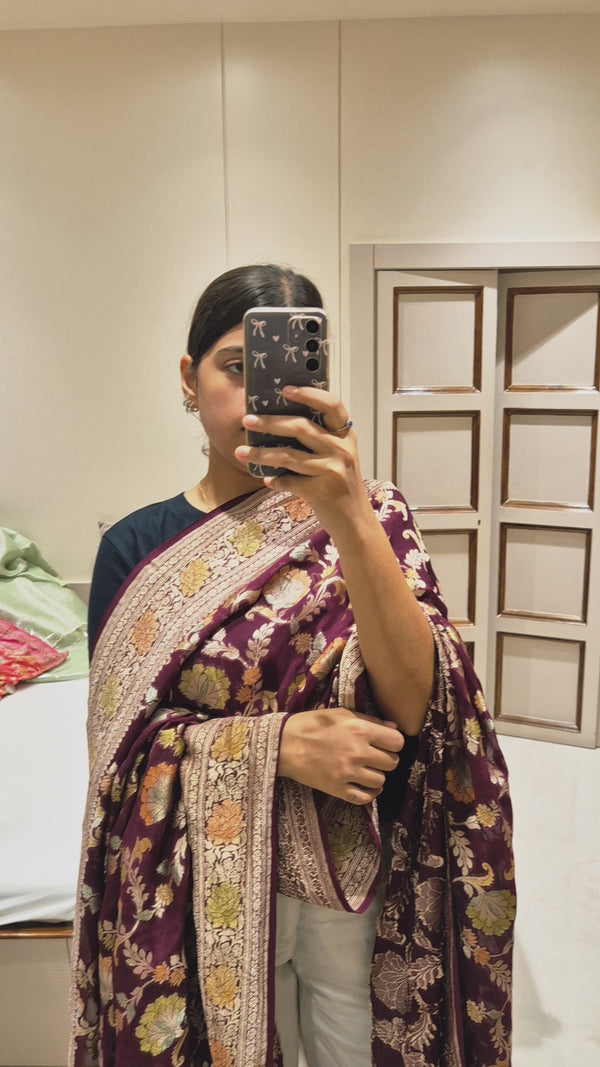 Handloom Pure Khaddi Georgette Dupatta with Handbrush Art