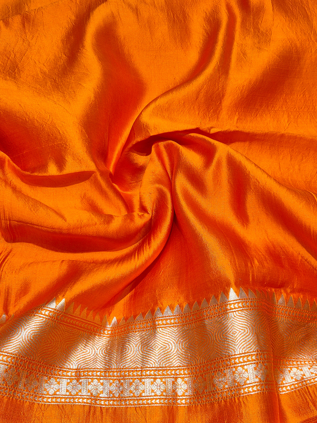 Handloom Pure Soft Katan Silk Suit - Orange