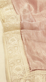 Handloom Crushed Tissue Saree With Cross- Stitched Border