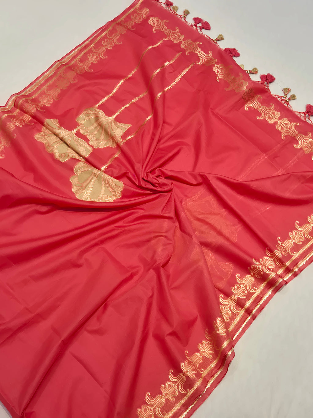 Banarasi Pure Cotton Suit Set - Carrot Red