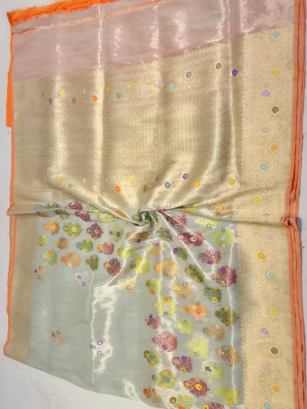 Banarasi Pure Tissue Silk Handloom Saree - Ice Blue