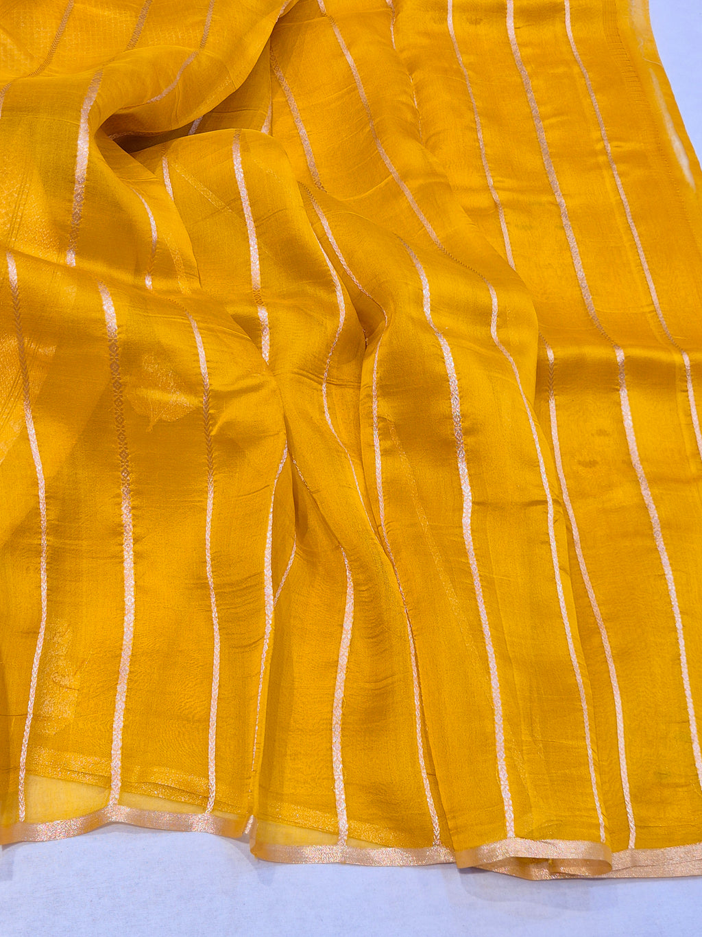 Banarasi Pure Kora Silk Handloom Saree - Yellow