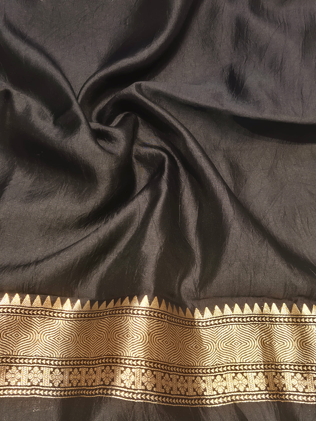 Handloom Pure Soft Katan Silk Suit - Black
