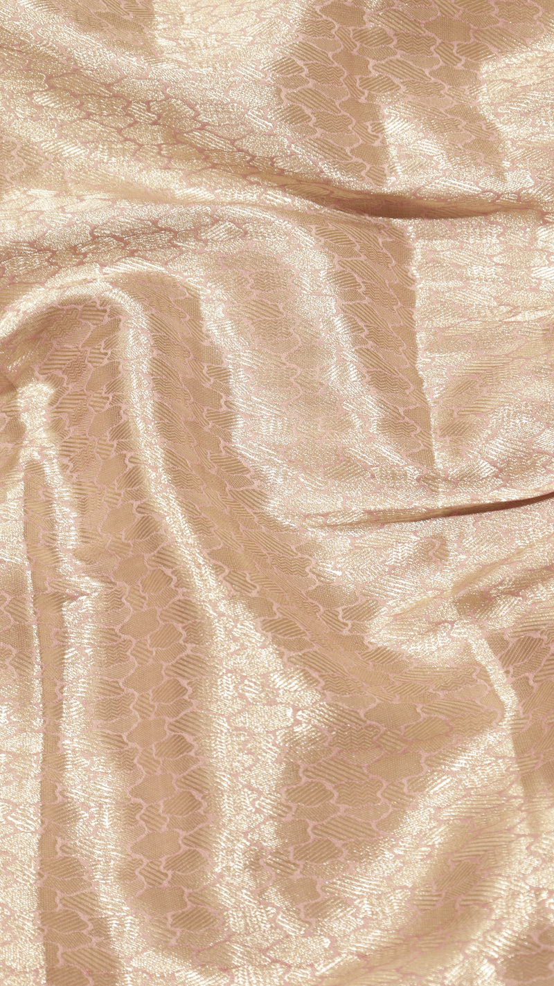 Handloom Crushed Tissue Saree With Cross- Stitched Border