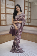Traditional border Handloom Pure Tussar Silk - Maroon